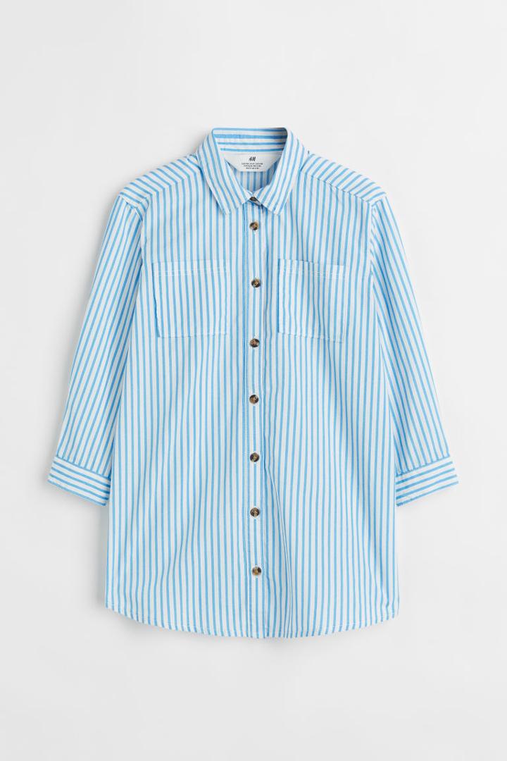 H & M - Belted Shirt Dress - Blue