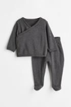 H & M - 2-piece Knit Cotton Set - Gray