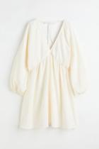 H & M - Balloon-sleeved Dress - White