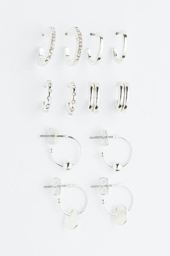 H & M - 6 Pairs Hoop Earrings - Silver