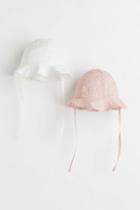 H & M - 2-pack Cotton Sun Hats - Pink