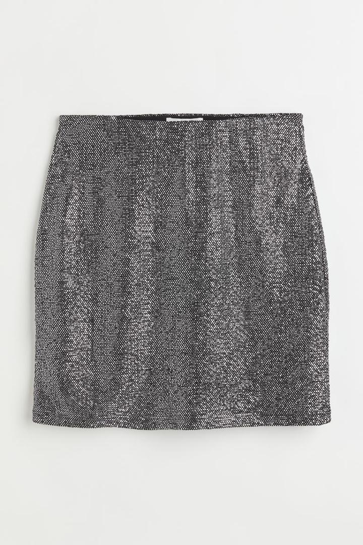 H & M - Short Jersey Skirt - Silver