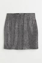 H & M - Short Jersey Skirt - Silver