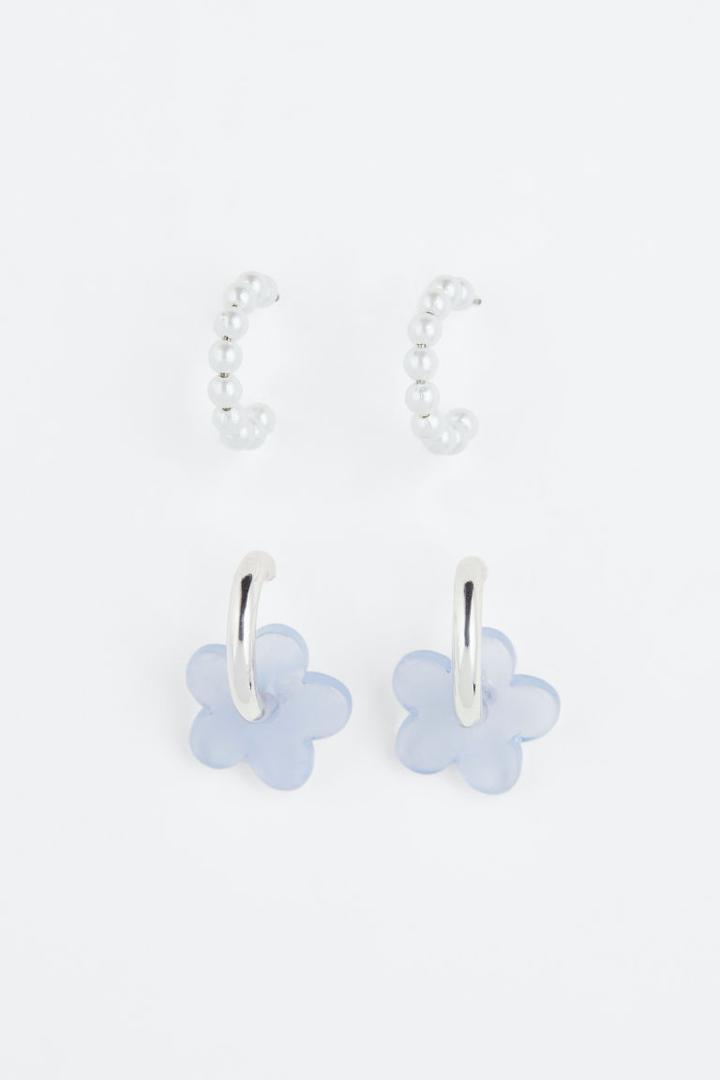 H & M - 2 Pairs Hoop Earrings - Blue