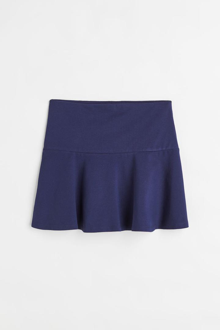 H & M - Flared Cotton Jersey Skirt - Blue