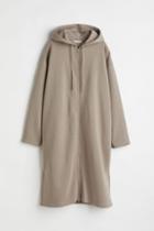 H & M - Long Hooded Sweatshirt Jacket - Brown