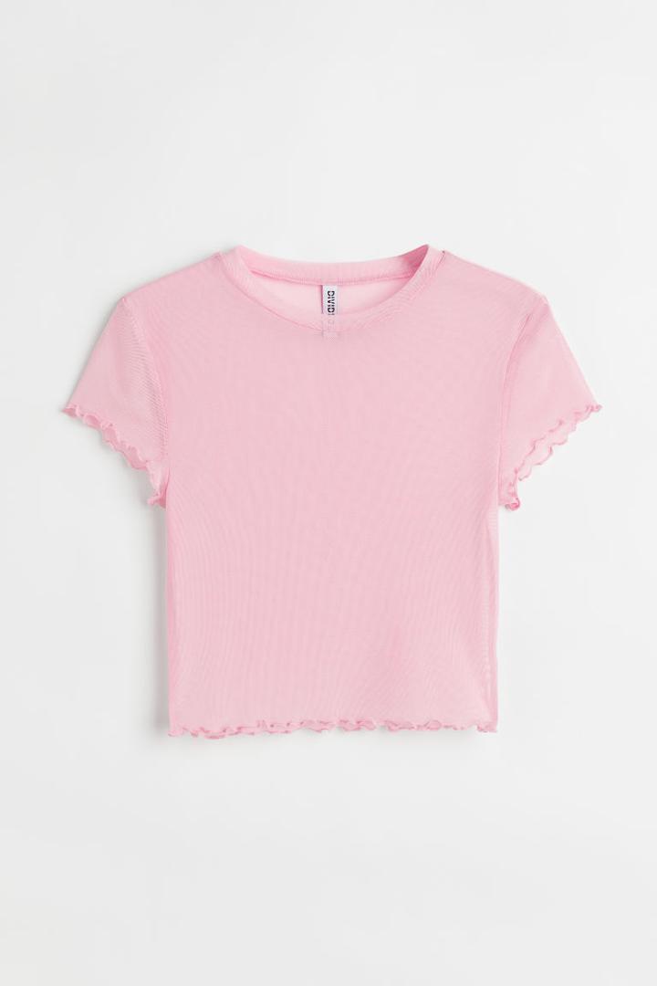 H & M - Mesh Crop Top - Pink
