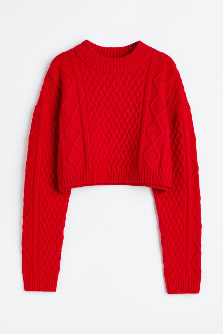 H & M - Cable-knit Sweater - Red
