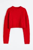 H & M - Cable-knit Sweater - Red