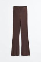 H & M - Flared Ribbed Leggings - Brown