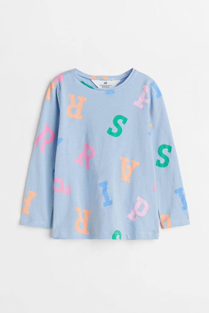 H & M - Printed Jersey Top - Blue
