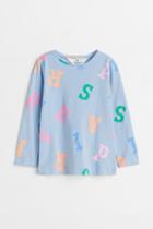H & M - Printed Jersey Top - Blue