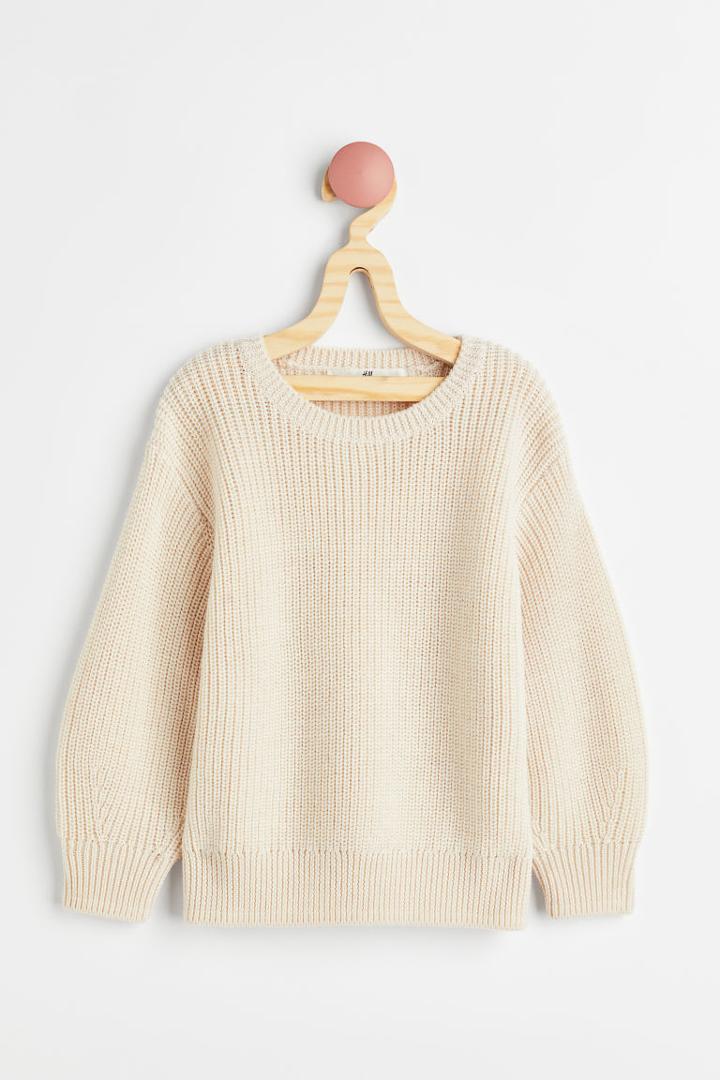 H & M - Merino Wool Rib-knit Sweater - Beige
