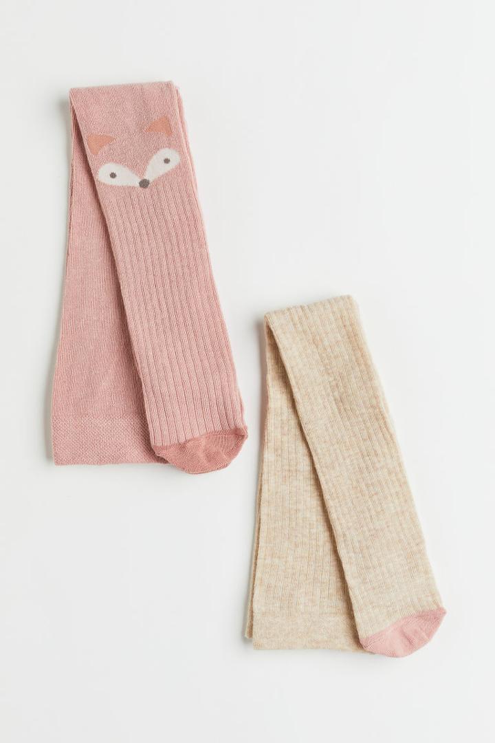 H & M - 2-pack Tights - Pink