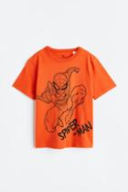 H & M - Printed Cotton T-shirt - Orange