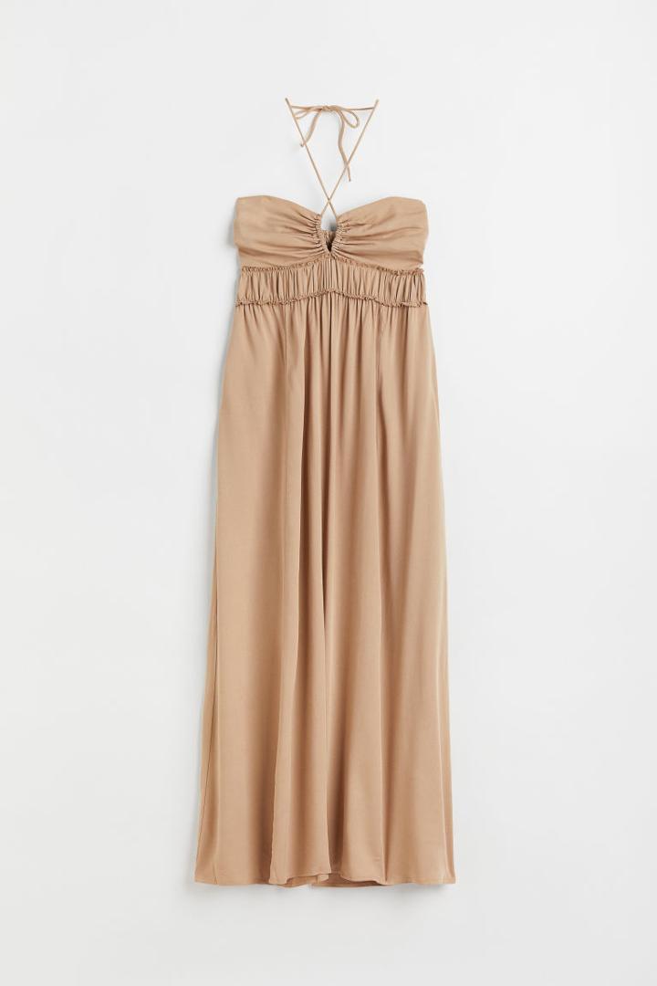 H & M - Tie-detail Dress - Beige