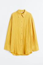 H & M - Crinkled Chiffon Shirt - Yellow