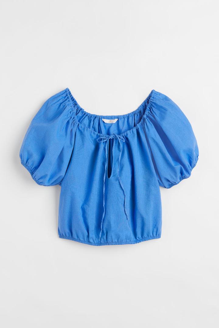 H & M - Linen-blend Blouse - Blue