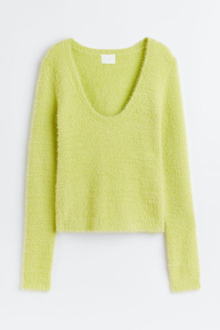 H & M - Fluffy-knit Sweater - Green
