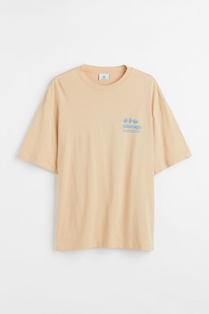 H & M - Relaxed Fit Cotton T-shirt - Beige