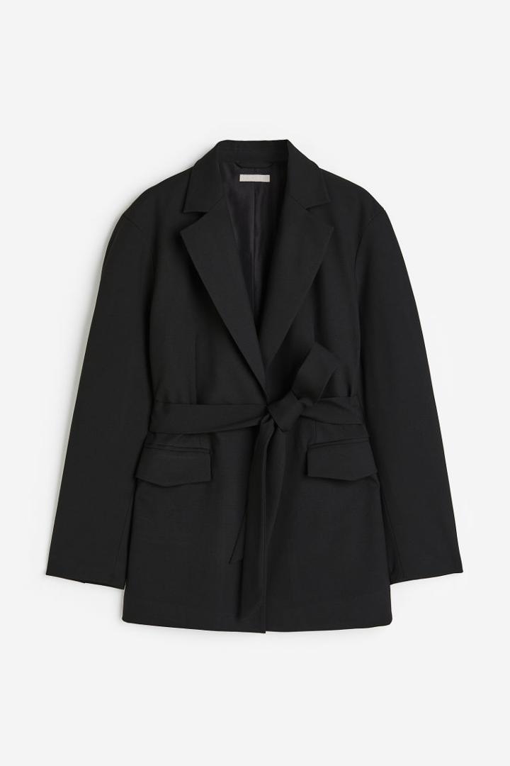 H & M - Tie-belt Blazer - Black