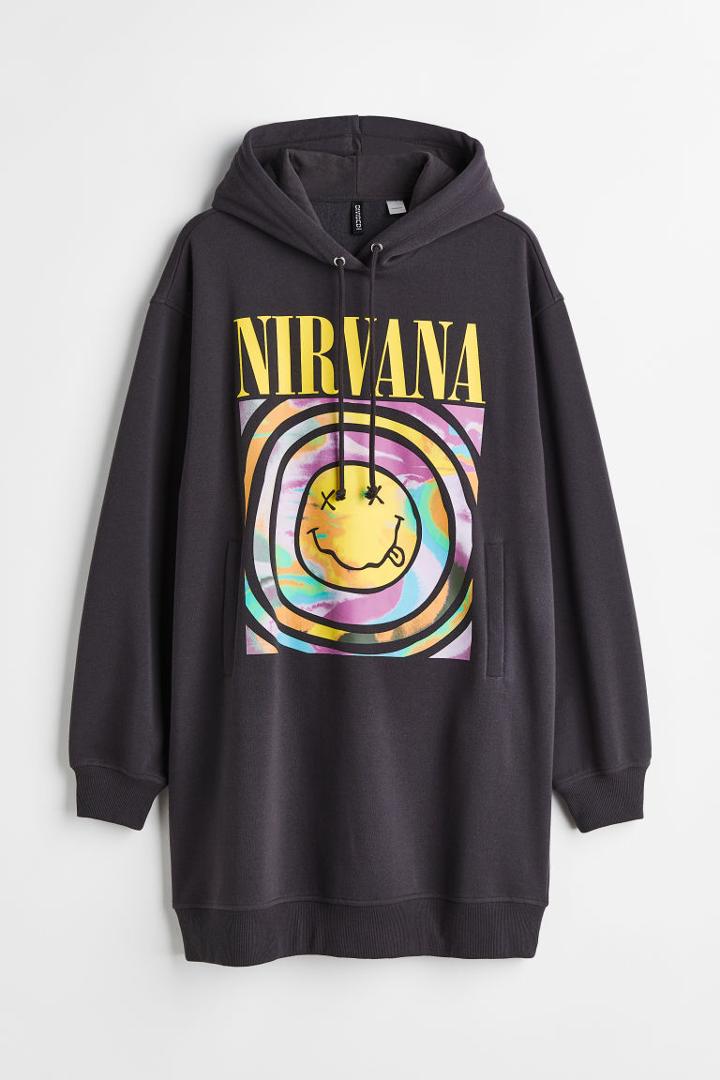 H & M - H & M+ Hooded Sweatshirt Dress - Gray
