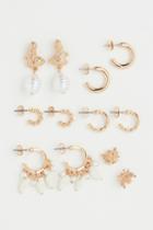 H & M - 6 Pairs Earrings And Studs - Gold