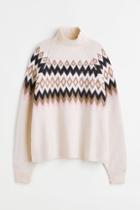 H & M - Turtleneck Jacquard-knit Sweater - Beige