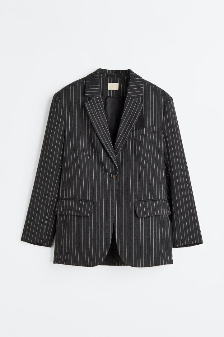 H & M - Oversized Single-breasted Jacket - Gray