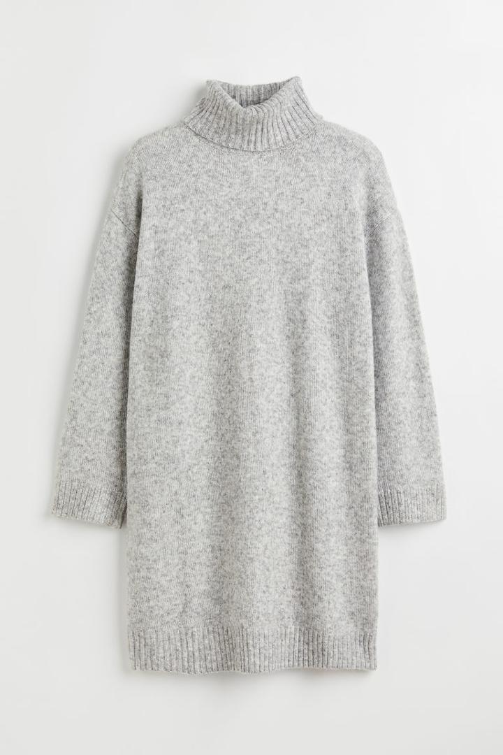 H & M - H & M+ Knit Turtleneck Dress - Gray