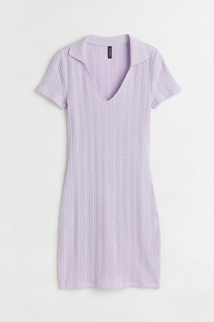 H & M - Collared Bodycon Dress - Purple