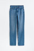 H & M - Curvy Fit Straight High Jeans - Blue