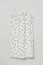 H & M - Flounce-trimmed Dress - White