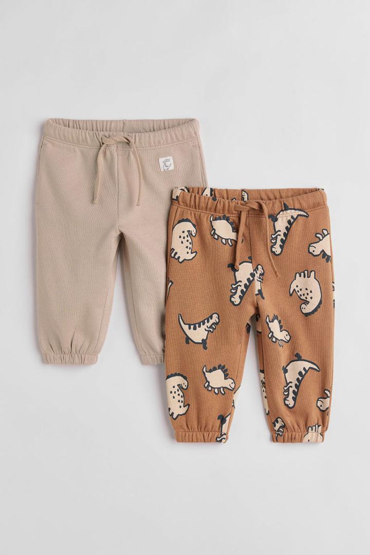 H & M - 2-pack Cotton Joggers - Beige