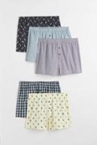 H & M - 5-pack Woven Cotton Boxer Shorts - Yellow