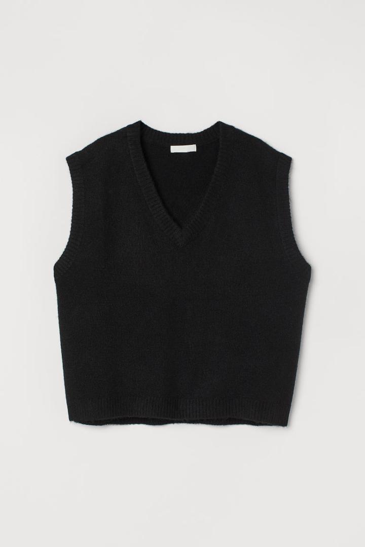 H & M - V-neck Sweater Vest - Black