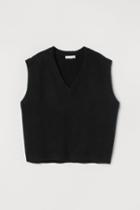 H & M - V-neck Sweater Vest - Black