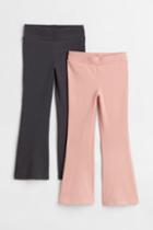 H & M - 2-pack Cotton Jersey Leggings - Pink