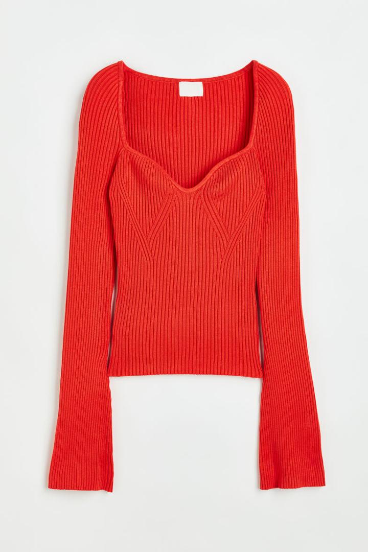 H & M - Rib-knit Sweater - Orange