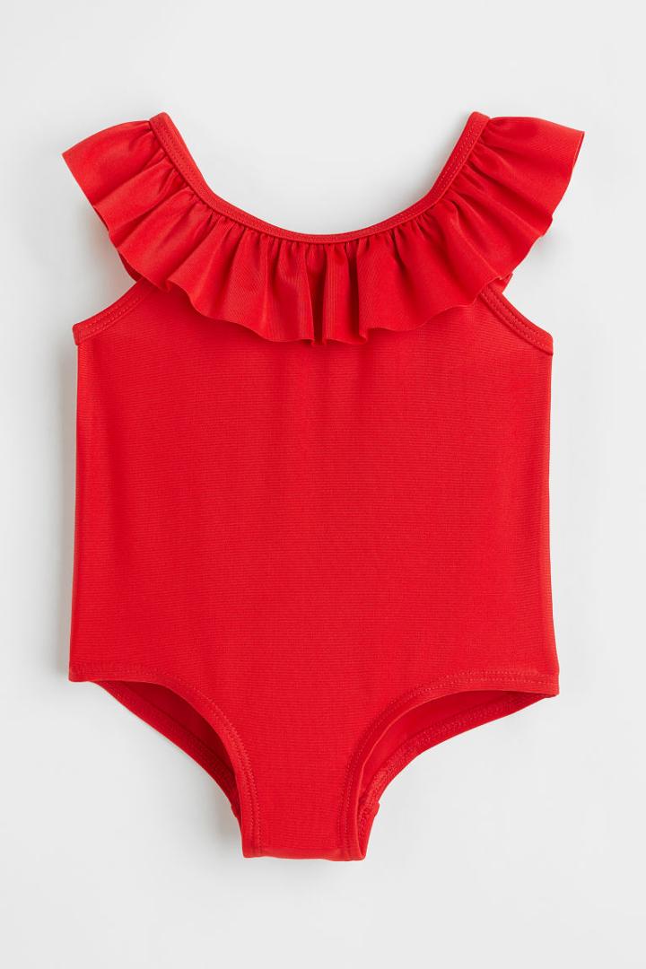 H & M - Ruffle-trimmed Swimsuit - Red