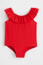 H & M - Ruffle-trimmed Swimsuit - Red