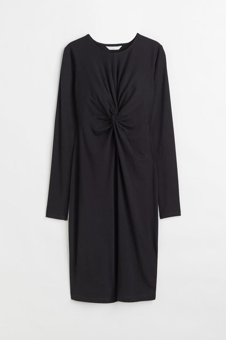H & M - Mama Draped Jersey Dress - Black