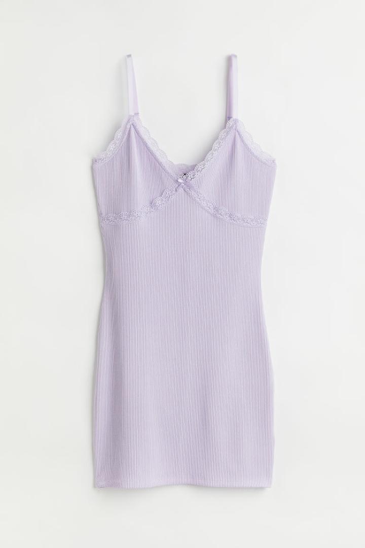 H & M - Ribbed Bodycon Dress - Purple