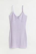 H & M - Ribbed Bodycon Dress - Purple