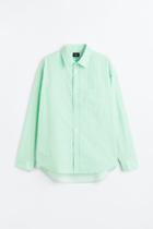 H & M - Oversized Fit Poplin Shirt - Green