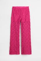 H & M - Straight-leg Crocheted-look Pants - Pink