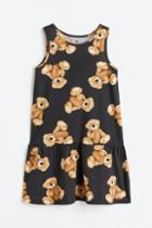 H & M - Patterned Cotton Dress - Gray