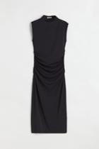 H & M - Gathered Jersey Dress - Black