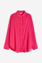 H & M - Oversized Crinkled Shirt - Pink