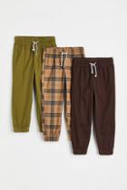 H & M - 3-pack Relaxed Fit Joggers - Brown